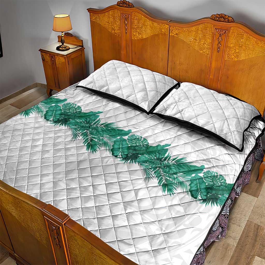 Hawaii Tropical Leaves Quilt Bed Set Polynesian Pattern