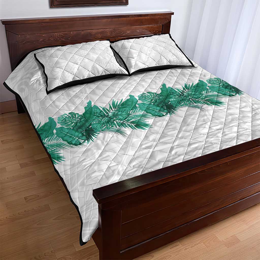 Hawaii Tropical Leaves Quilt Bed Set Polynesian Pattern