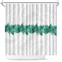 Hawaii Tropical Leaves Shower Curtain Polynesian Pattern LT01 White - Polynesian Pride