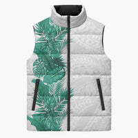 Hawaii Tropical Leaves Sleeveless Puffer Jacket Polynesian Pattern