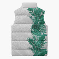 Hawaii Tropical Leaves Sleeveless Puffer Jacket Polynesian Pattern