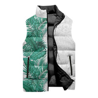 Hawaii Tropical Leaves Sleeveless Puffer Jacket Polynesian Pattern