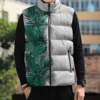 Hawaii Tropical Leaves Sleeveless Puffer Jacket Polynesian Pattern