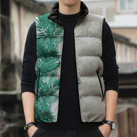 Hawaii Tropical Leaves Sleeveless Puffer Jacket Polynesian Pattern