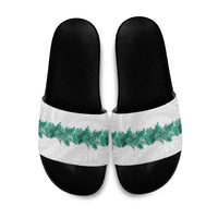 Hawaii Tropical Leaves Slide Sandals Polynesian Pattern LT01 White - Polynesian Pride