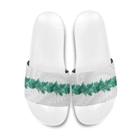 Hawaii Tropical Leaves Slide Sandals Polynesian Pattern LT01 White - Polynesian Pride