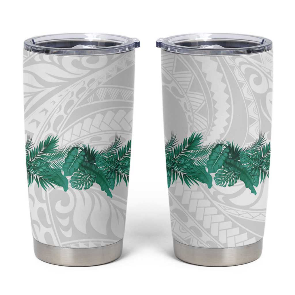 Hawaii Tropical Leaves Tumbler Cup Polynesian Pattern LT01 White - Polynesian Pride