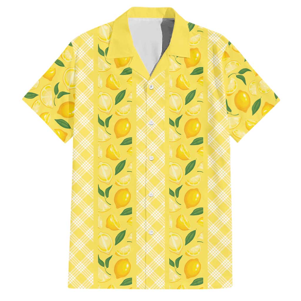 Hawaii Lemon Palaka Family Matching Puletasi and Hawaiian Shirt Striped Stylized LT01 Dad's Shirt - Short Sleeve Yellow - Polynesian Pride