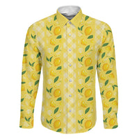 Hawaii Lemon Palaka Family Matching Puletasi and Hawaiian Shirt Striped Stylized LT01 Dad's Shirt - Long Sleeve Yellow - Polynesian Pride