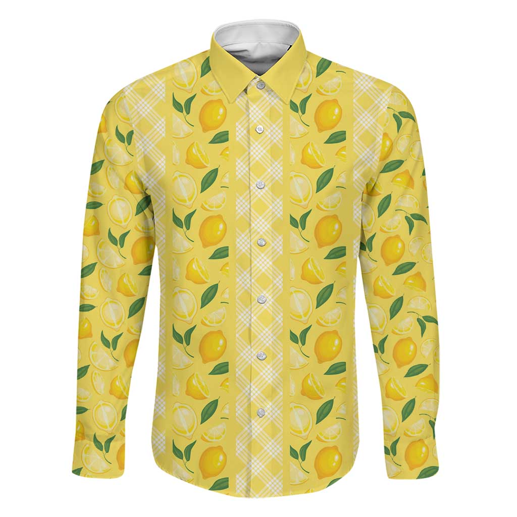 Hawaii Lemon Palaka Family Matching Tank Maxi Dress and Hawaiian Shirt Striped Stylized LT01 Dad's Shirt - Long Sleeve Yellow - Polynesian Pride