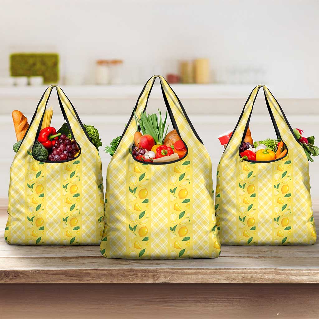 Hawaii Lemon Palaka Grocery Bag Striped Stylized