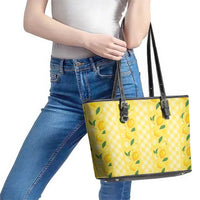 Hawaii Lemon Palaka Leather Tote Bag Striped Stylized LT01 - Polynesian Pride