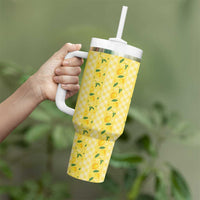 Hawaii Lemon Palaka Tumbler With Handle Striped Stylized LT01 - Polynesian Pride