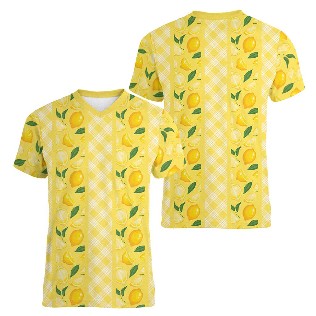 Hawaii Lemon Palaka Women V-Neck T-Shirt Striped Stylized LT01 - Polynesian Pride