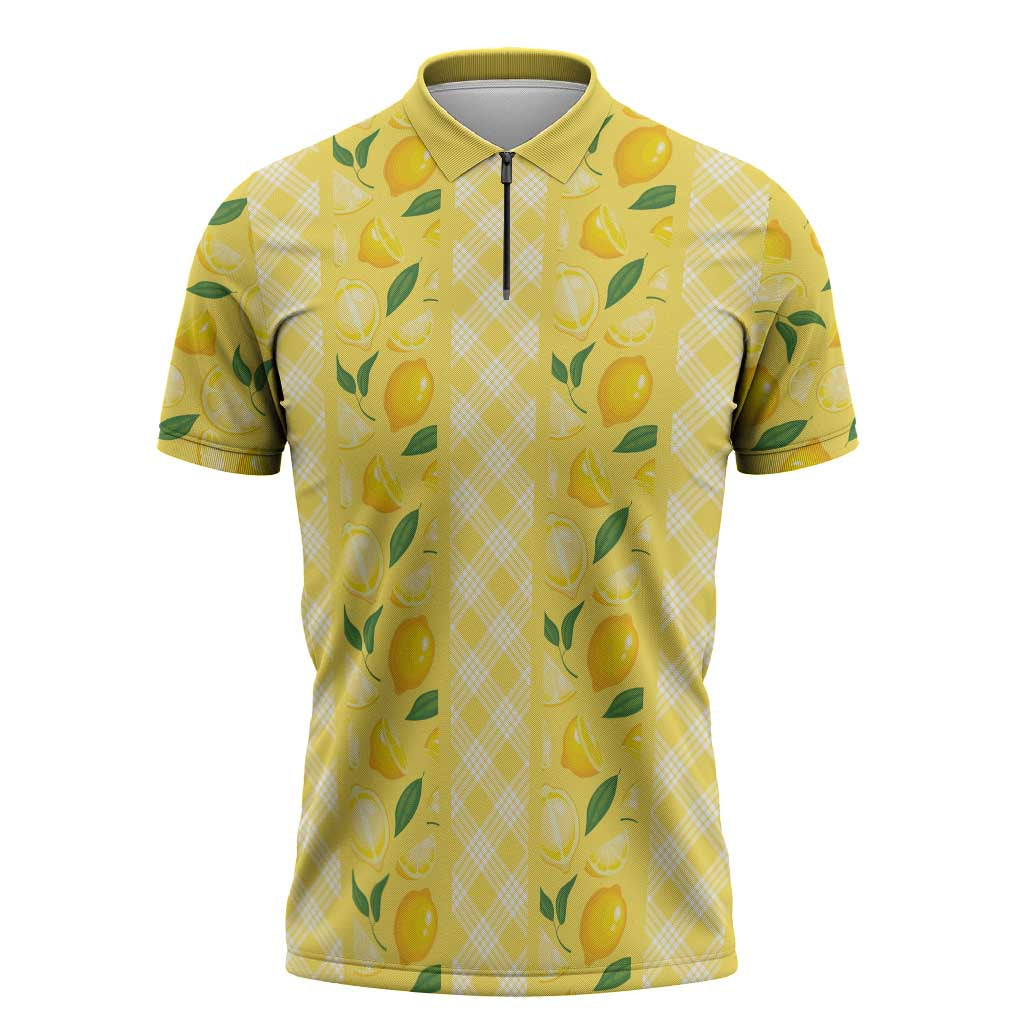 Hawaii Lemon Palaka Zipper Polo Shirt Striped Stylized LT01 Yellow - Polynesian Pride