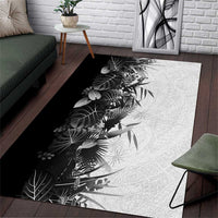 Hawaii Tropical Plant Monochrome Area Rug Vibrant Polynesian Pattern LT01 Black - Polynesian Pride