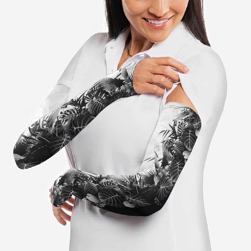 Hawaii Tropical Plant Monochrome Arm Sleeves Vibrant Polynesian Pattern LT01 - Polynesian Pride