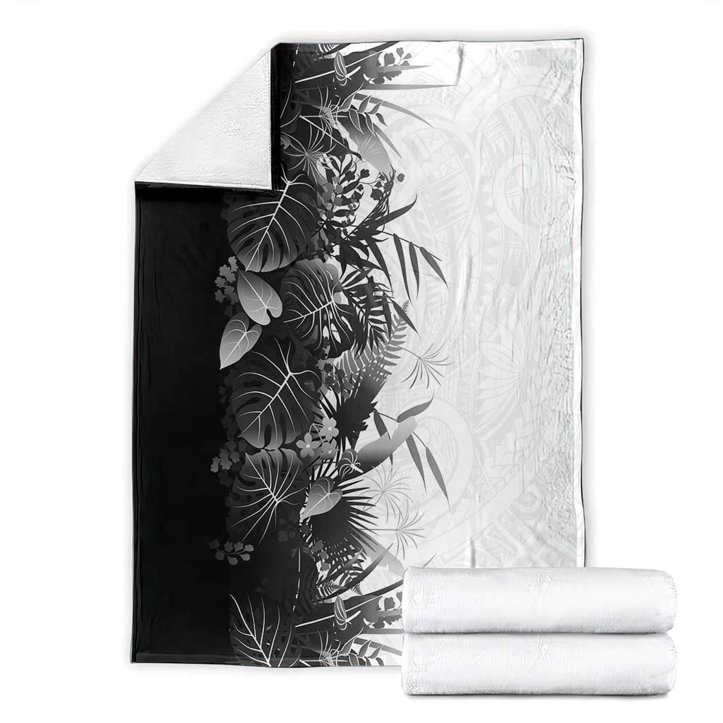Hawaii Tropical Plant Monochrome Blanket Vibrant Polynesian Pattern