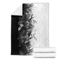 Hawaii Tropical Plant Monochrome Blanket Vibrant Polynesian Pattern