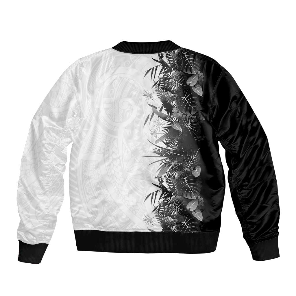 Hawaii Tropical Plant Monochrome Bomber Jacket Vibrant Polynesian Pattern LT01 - Polynesian Pride