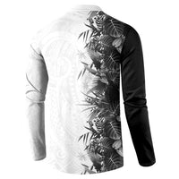 Hawaii Tropical Plant Monochrome Button Sweatshirt Vibrant Polynesian Pattern LT01 - Polynesian Pride