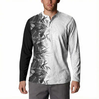 Hawaii Tropical Plant Monochrome Button Sweatshirt Vibrant Polynesian Pattern LT01 - Polynesian Pride