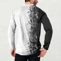 Hawaii Tropical Plant Monochrome Button Sweatshirt Vibrant Polynesian Pattern LT01 - Polynesian Pride
