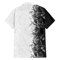 Hawaii Tropical Plant Monochrome Family Matching Off The Shoulder Long Sleeve Dress and Hawaiian Shirt Vibrant Polynesian Pattern LT01 - Polynesian Pride