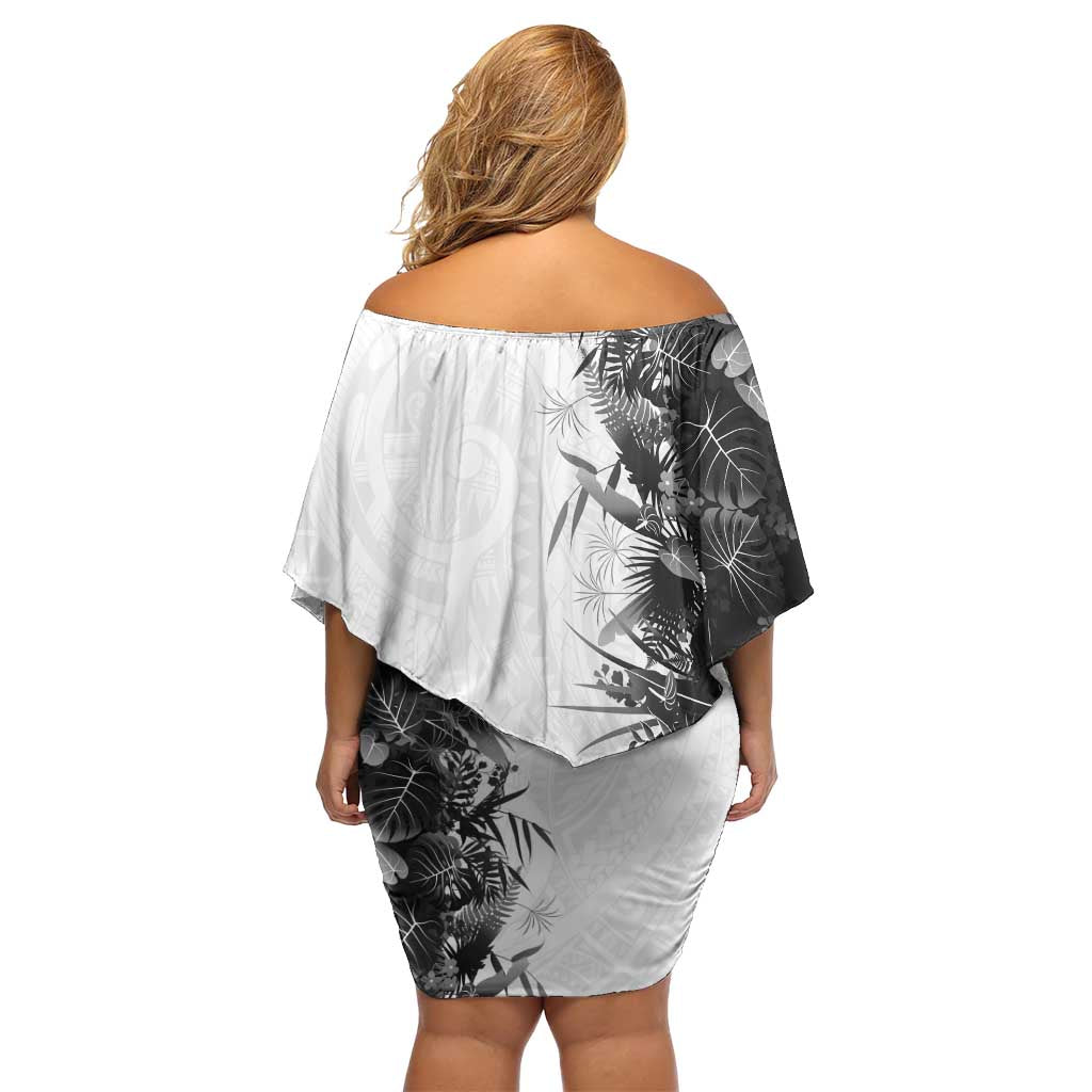 Hawaii Tropical Plant Monochrome Family Matching Off Shoulder Short Dress and Hawaiian Shirt Vibrant Polynesian Pattern LT01 - Polynesian Pride