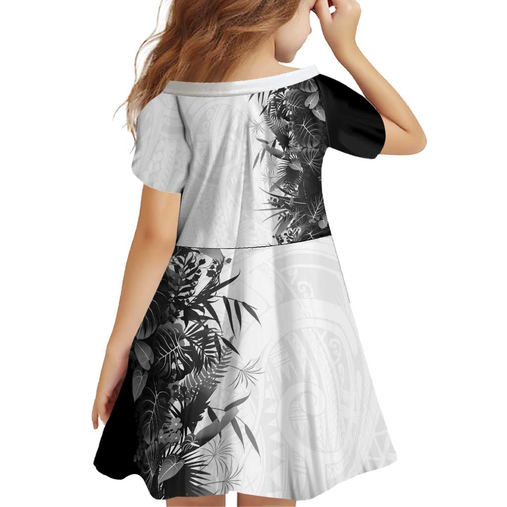 Hawaii Tropical Plant Monochrome Family Matching Short Sleeve Bodycon Dress and Hawaiian Shirt Vibrant Polynesian Pattern