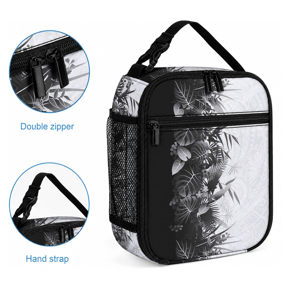 Hawaii Tropical Plant Monochrome Lunch Bag Vibrant Polynesian Pattern