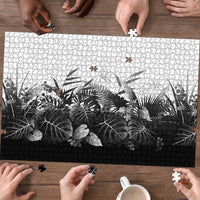 Hawaii Tropical Plant Monochrome Puzzle Vibrant Polynesian Pattern