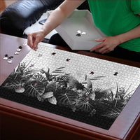 Hawaii Tropical Plant Monochrome Puzzle Vibrant Polynesian Pattern