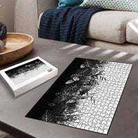 Hawaii Tropical Plant Monochrome Puzzle Vibrant Polynesian Pattern