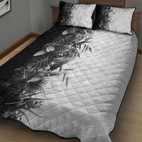 Hawaii Tropical Plant Monochrome Quilt Bed Set Vibrant Polynesian Pattern