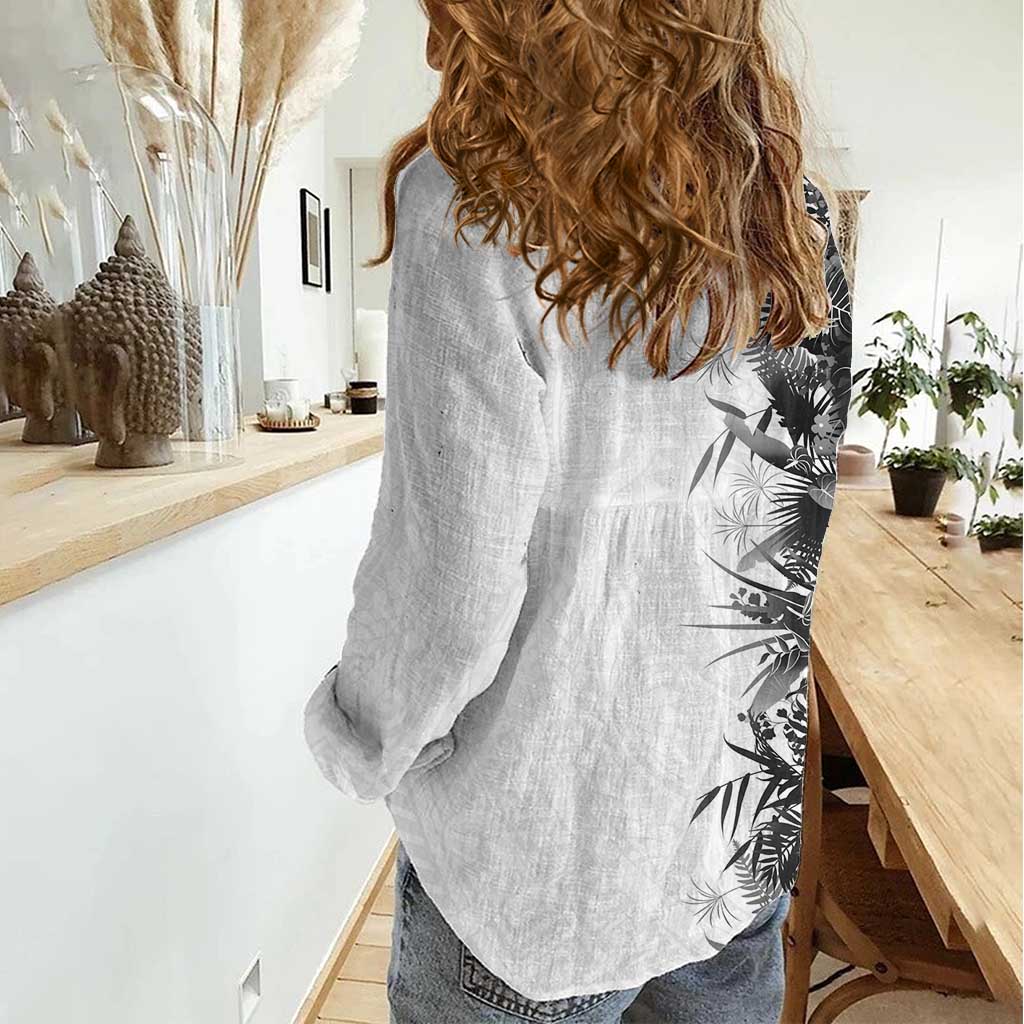 Hawaii Tropical Plant Monochrome Women Casual Shirt Vibrant Polynesian Pattern LT01 - Polynesian Pride