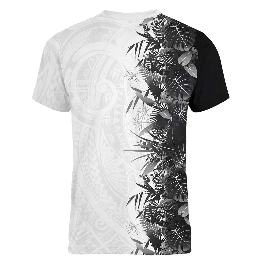 Hawaii Tropical Plant Monochrome Women V-Neck T-Shirt Vibrant Polynesian Pattern LT01 - Polynesian Pride
