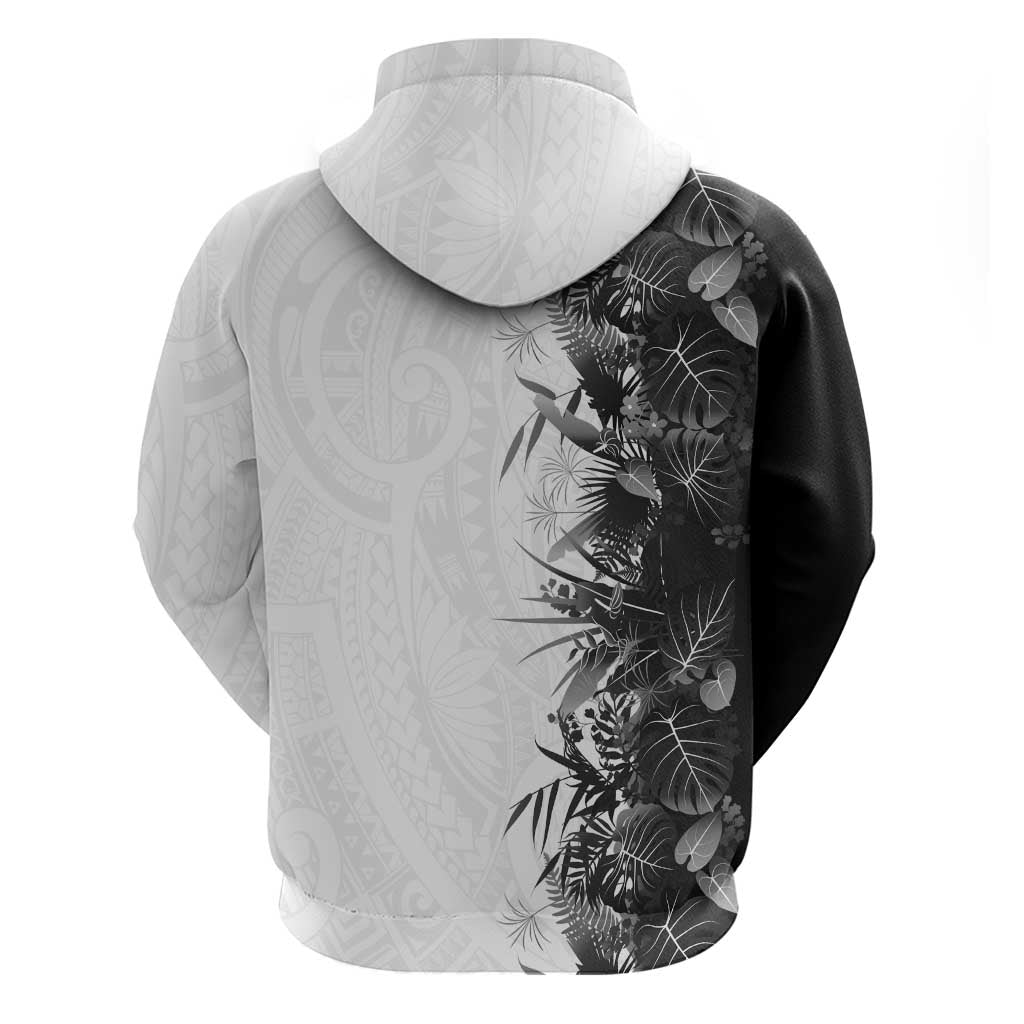 Hawaii Tropical Plant Monochrome Zip Hoodie Vibrant Polynesian Pattern LT01 - Polynesian Pride