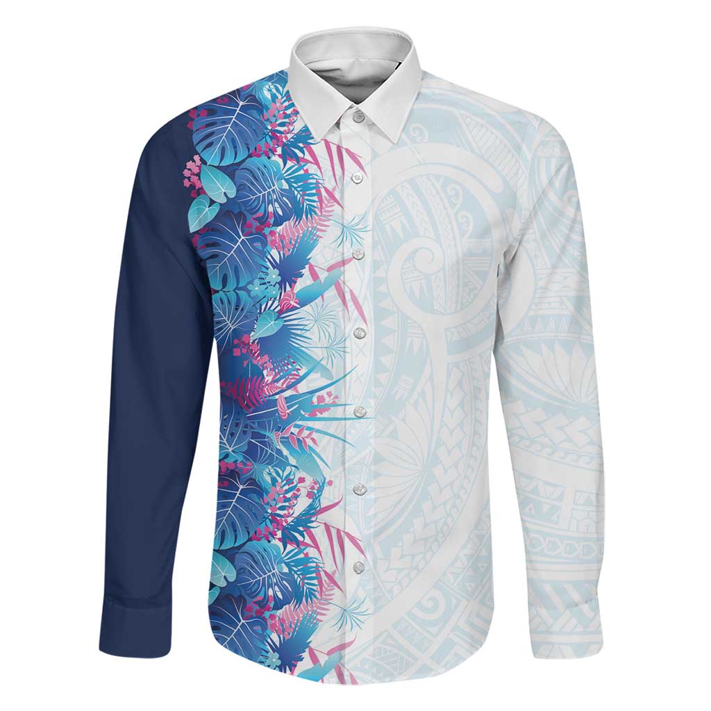 Hawaii Tropical Plant UliUli Family Matching Long Sleeve Bodycon Dress and Hawaiian Shirt Vibrant Polynesian Pattern