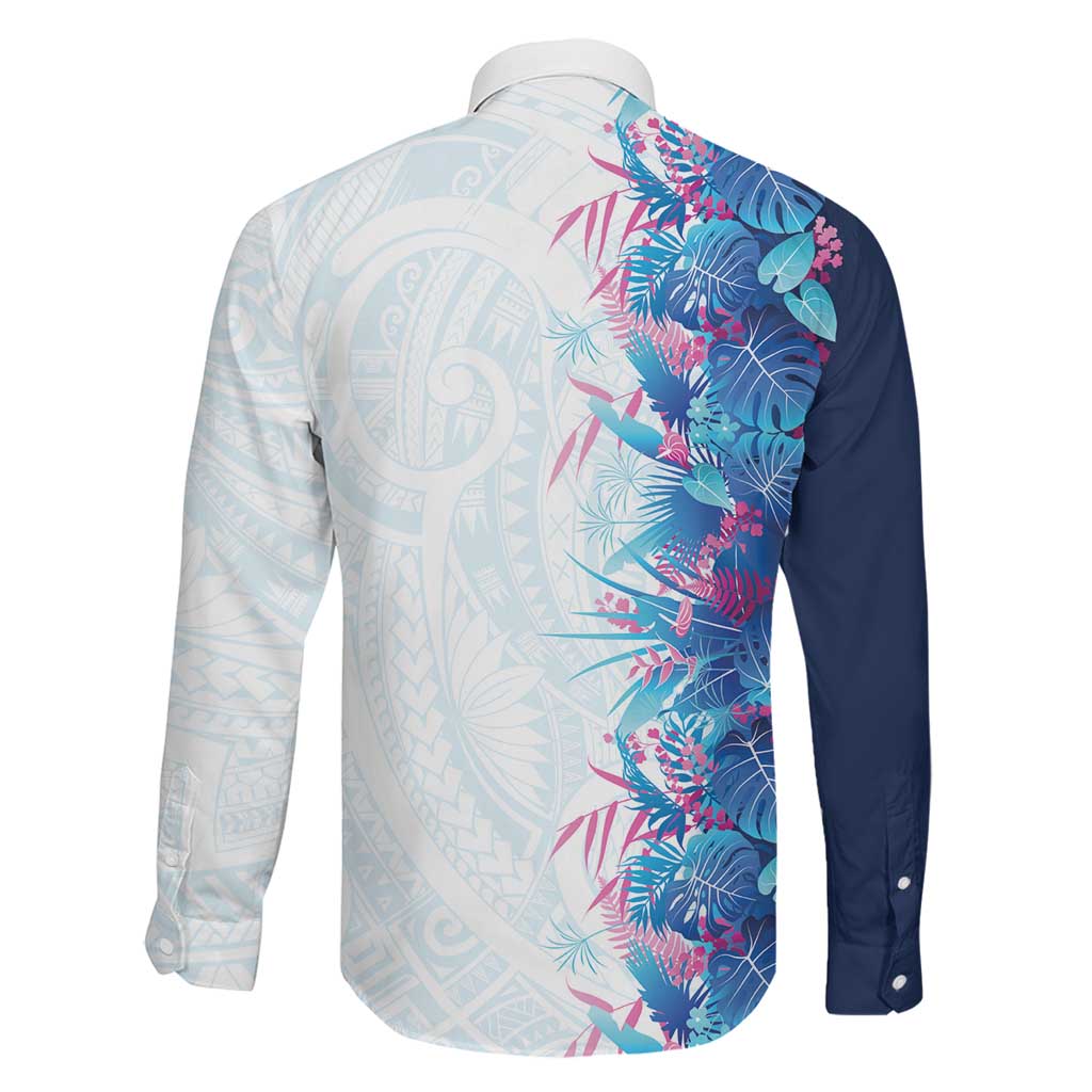 Hawaii Tropical Plant UliUli Family Matching Long Sleeve Bodycon Dress and Hawaiian Shirt Vibrant Polynesian Pattern