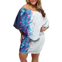 Hawaii Tropical Plant UliUli Off Shoulder Short Dress Vibrant Polynesian Pattern