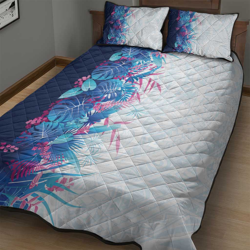 Hawaii Tropical Plant UliUli Quilt Bed Set Vibrant Polynesian Pattern