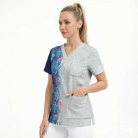 Hawaii Tropical Plant UliUli Scrub Top Vibrant Polynesian Pattern LT01 - Polynesian Pride