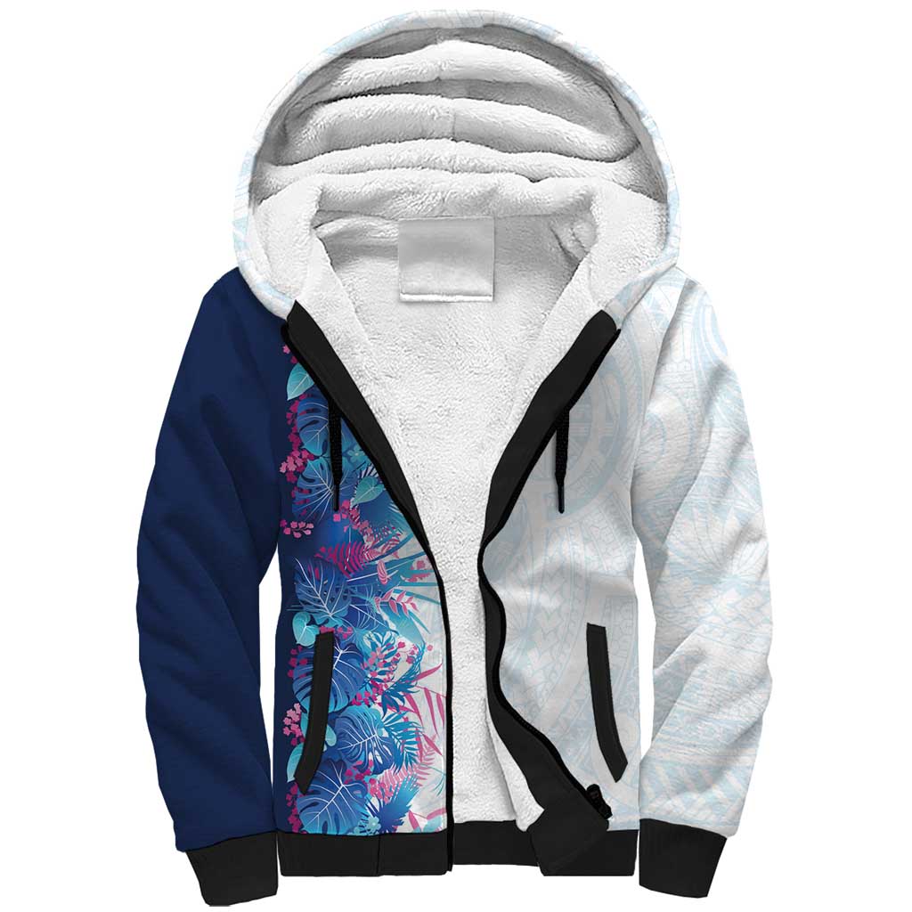 Hawaii Tropical Plant UliUli Sherpa Hoodie Vibrant Polynesian Pattern