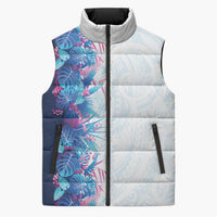 Hawaii Tropical Plant UliUli Sleeveless Puffer Jacket Vibrant Polynesian Pattern LT01 Unisex Blue - Polynesian Pride