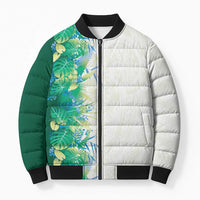 Hawaii Tropical Plant Omaomao Bomber Puffer Jacket Vibrant Polynesian Pattern