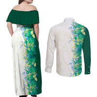 Hawaii Tropical Plant Omaomao Couples Matching Off Shoulder Maxi Dress and Long Sleeve Button Shirt Vibrant Polynesian Pattern LT01 - Polynesian Pride
