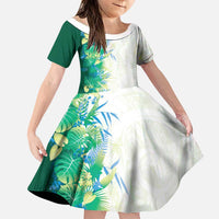 Hawaii Tropical Plant Omaomao Family Matching Tank Maxi Dress and Hawaiian Shirt Vibrant Polynesian Pattern LT01 Daughter's Dress Green - Polynesian Pride