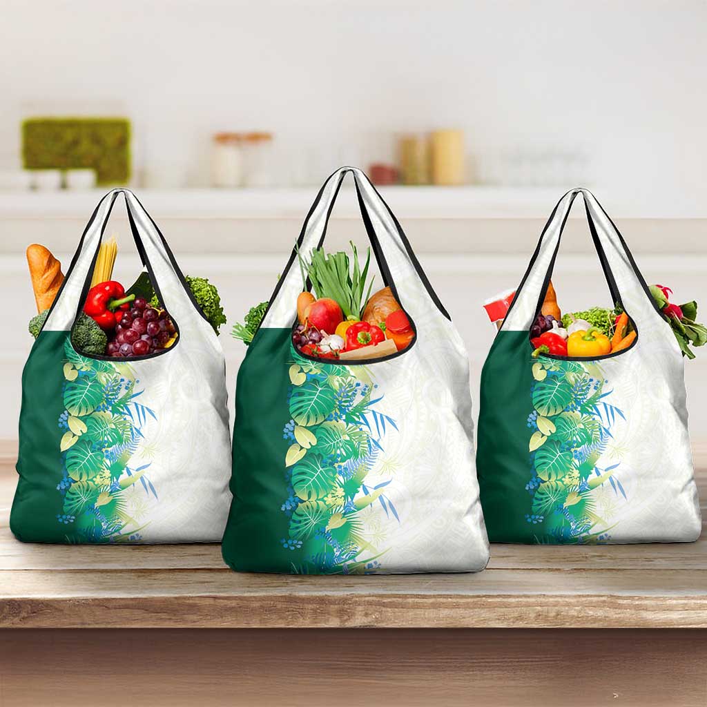 Hawaii Tropical Plant Omaomao Grocery Bag Vibrant Polynesian Pattern