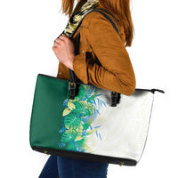 Hawaii Tropical Plant Omaomao Leather Tote Bag Vibrant Polynesian Pattern LT01 Green - Polynesian Pride